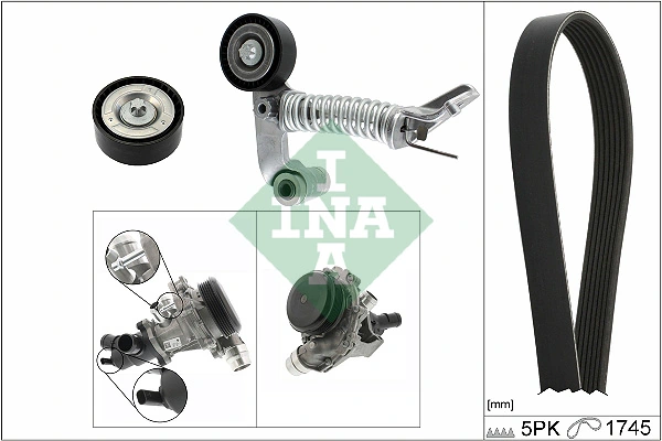 Water Pump + V-ribbed Belt Kit